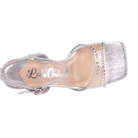 4 inch High Stiletto Metallic Heel Women Fashionable Comfortable Silver Sandals - Picture 6 of 7